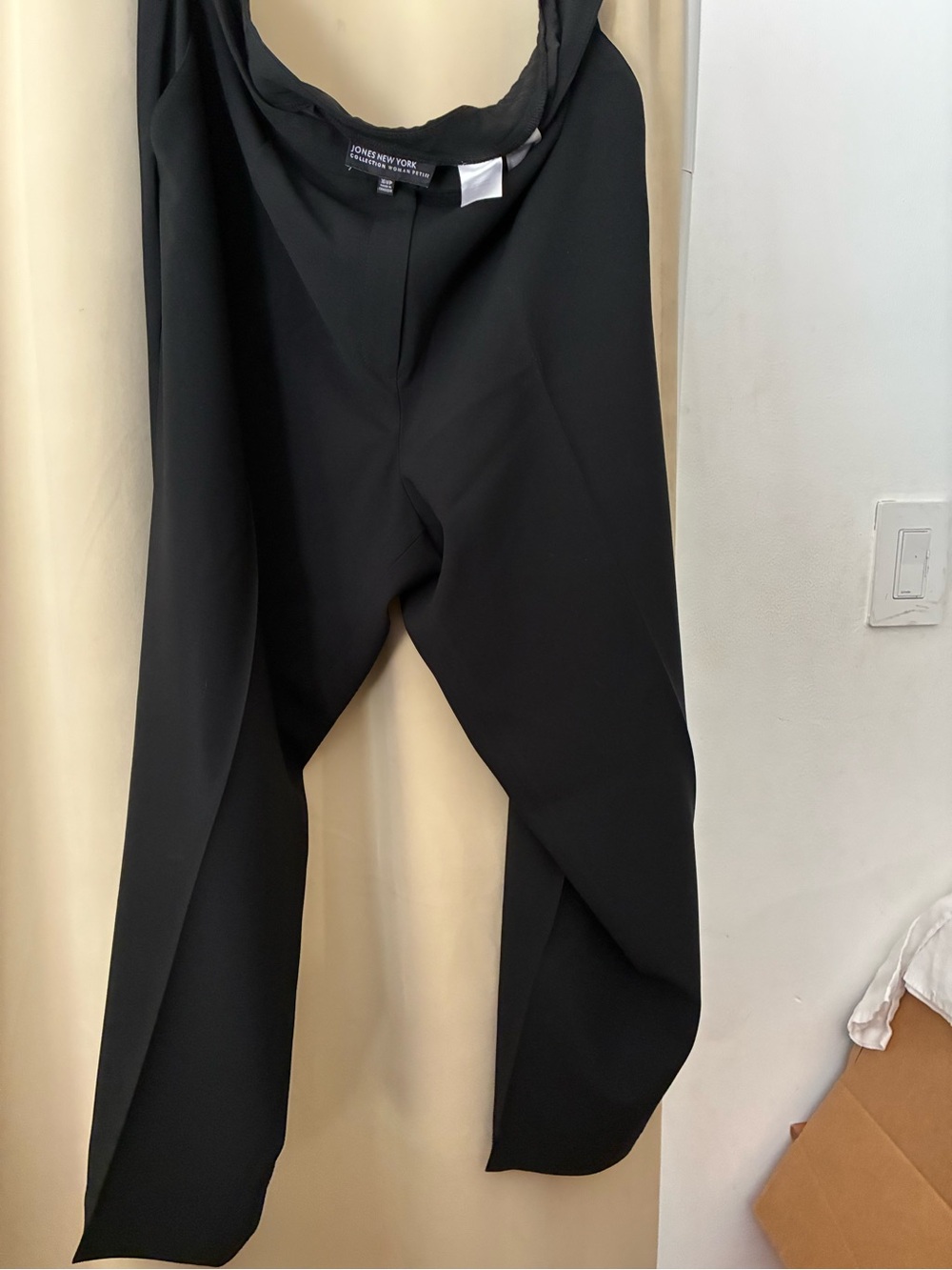 Jones New York Black Wide-Leg Draped Trousers